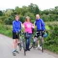 Ness Hawkings with her husband, Hugo, and son Inigo (16) before they start their cycle challenge in aid of the new Breast Cancer Unit at Salisbury Dis